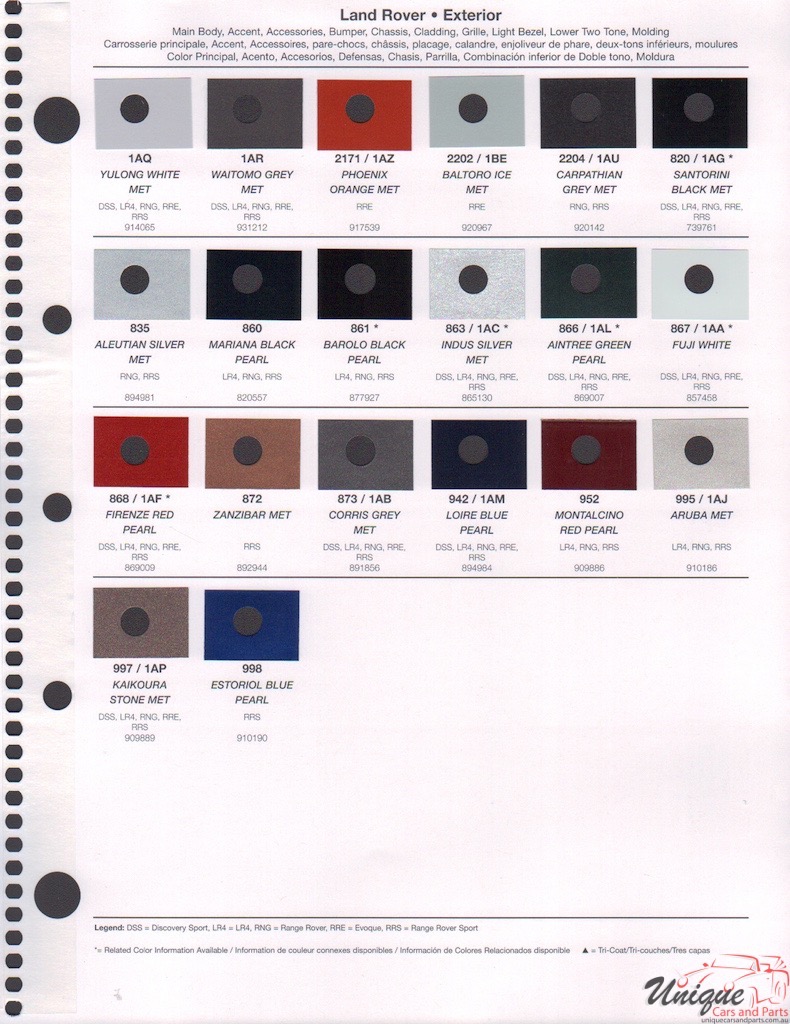 2016 Land-Rover Paint Charts RM 1